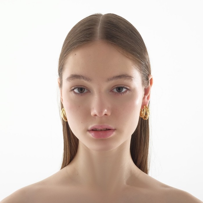 Серьги-кольца «Тринити» d=2, цвет золото Серьги-кольца «Тринити» d=2, цвет золото