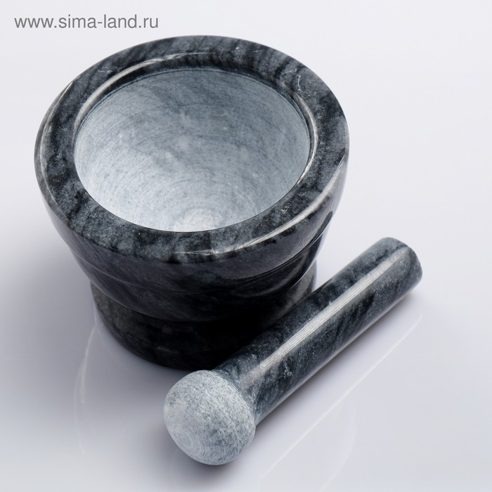 Ступка с пестиком, большая, 130 мл, 10см, чёрный мрамор Ступка с пестиком, большая, 130 мл, 10см, чёрный мрамор