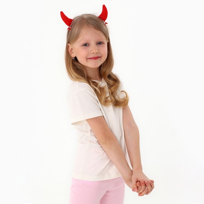 Кепка детская для девочки «Чертенок» аниме с заколками, р-р 52-54 5-7 лет