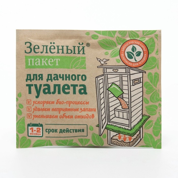 Средство для дачных туалетов Зеленый пакет на 2 мес., 30 г Средство для дачных туалетов Зеленый пакет на 2 мес., 30 г