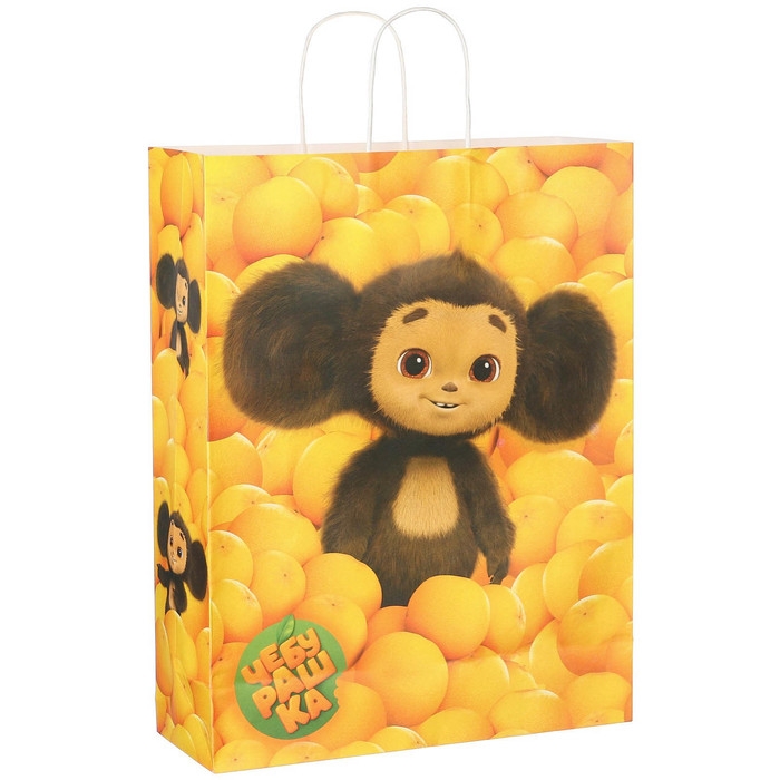 Пакет подарочный, 31х40х11.5 см, крафт, упаковка, Чебурашка Пакет подарочный, 31х40х11.5 см, крафт, упаковка, Чебурашка