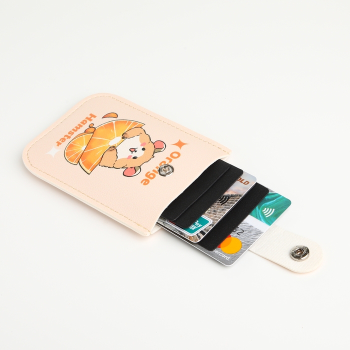 Картхолдер на кнопке, цвет оранжевый Картхолдер на кнопке, цвет оранжевый