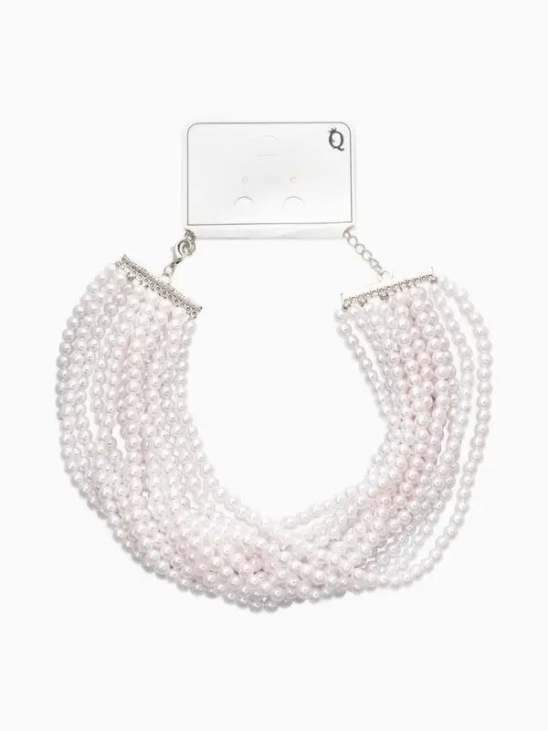 Чокер &laquo;Императрица&raquo; с жемчугом, 12 рядов, №6, L=30см+10см, цвет белый в серебре
