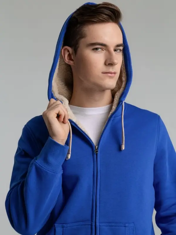 Толстовка унисекс на молнии Sherpa 280 ярко-синяя, размер XS Толстовка унисекс на молнии Sherpa 280 ярко-синяя, размер XS