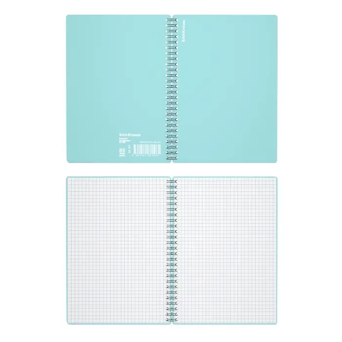 Тетрадь на спирали ErichKrause. Pastel А5, 80 листов, в клетку, пластиковая обложка, блок офсет, белизна 100%, МИКС
