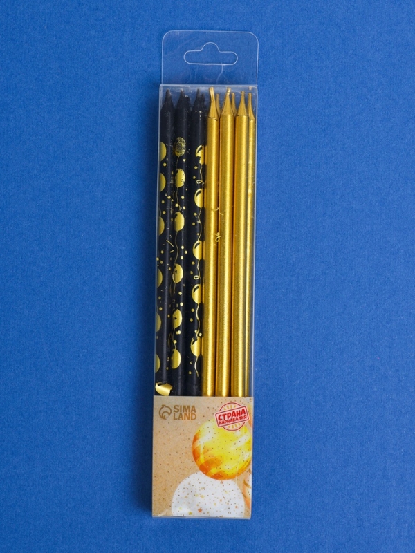 Набор свечей для торта Набор свечей для торта "Воздушные шарики", 12 шт, золотой и черный