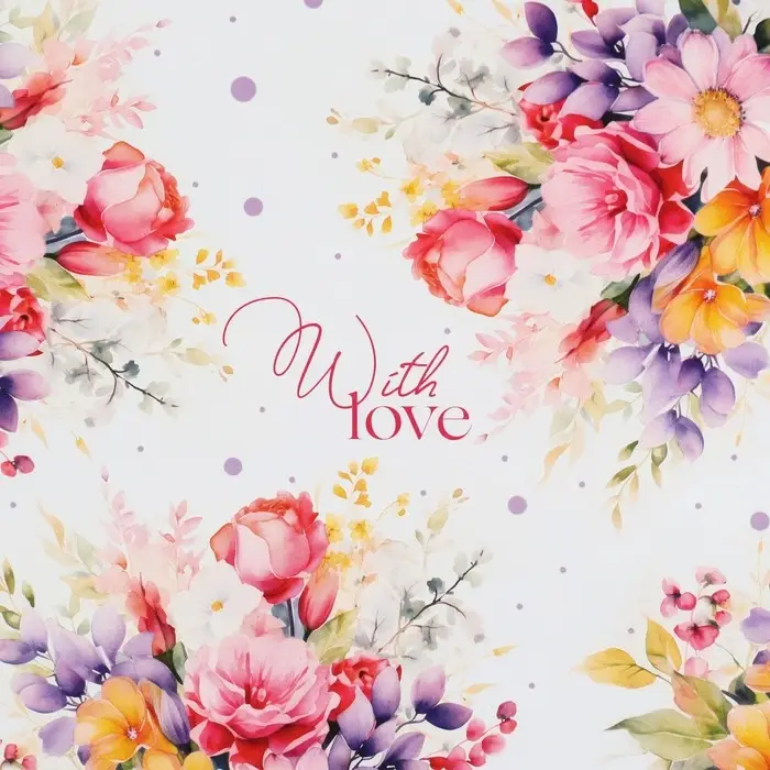 Бумага упаковочная глянцевая «With love», 70 х 100 см
