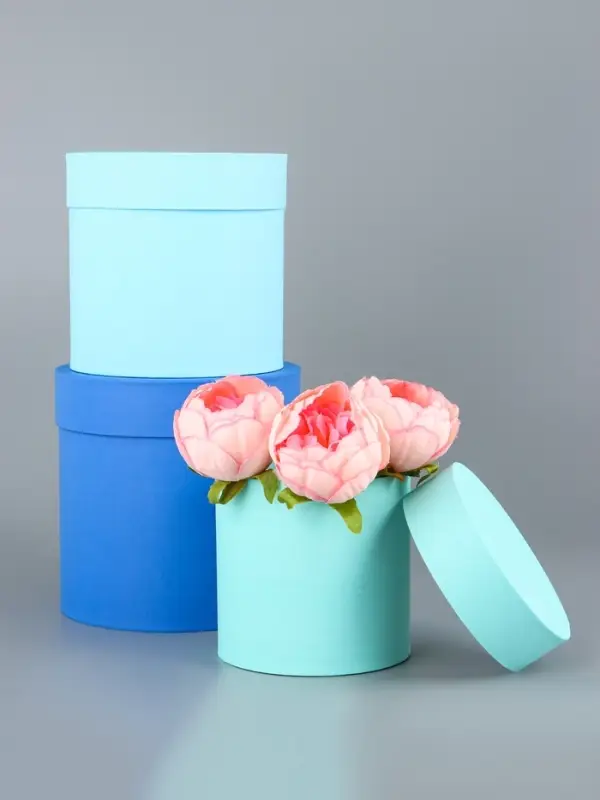 Набор круглых подарочных коробок «Аквамарин» 3 в 1 - 18×16×13 см Набор круглых подарочных коробок «Аквамарин» 3 в 1 - 18×16×13 см