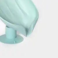 Мыльница со сливом для воды Доляна, на присоске, 12.5&times;9&times;10 см, бирюзовая