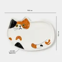 Чайная пара &laquo;Котик&raquo;, 3 предмета: чашка 200 мл, блюдце 18.8&times;13.6 см, ложка, керамика, белая