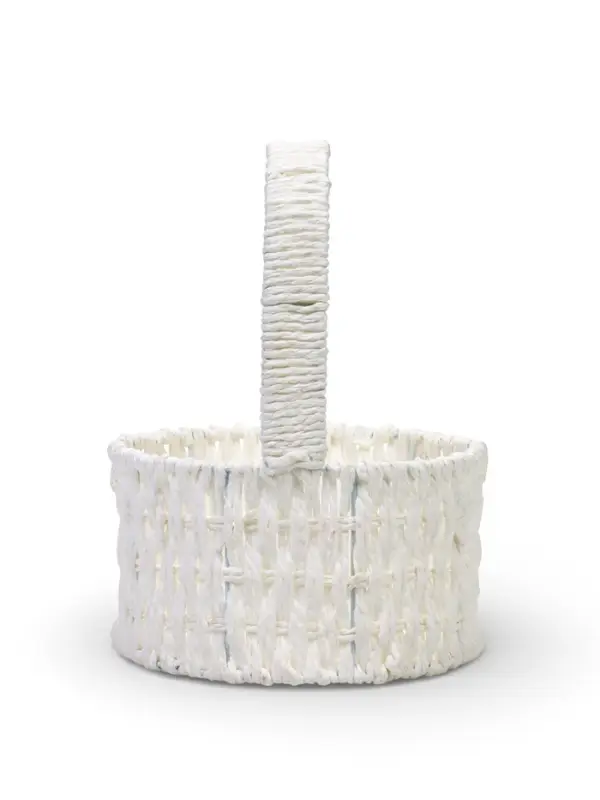 Набор корзин 3 шт пластик 20х20х11 17х17х9 14х14х7 см ручка h=10см белый круг