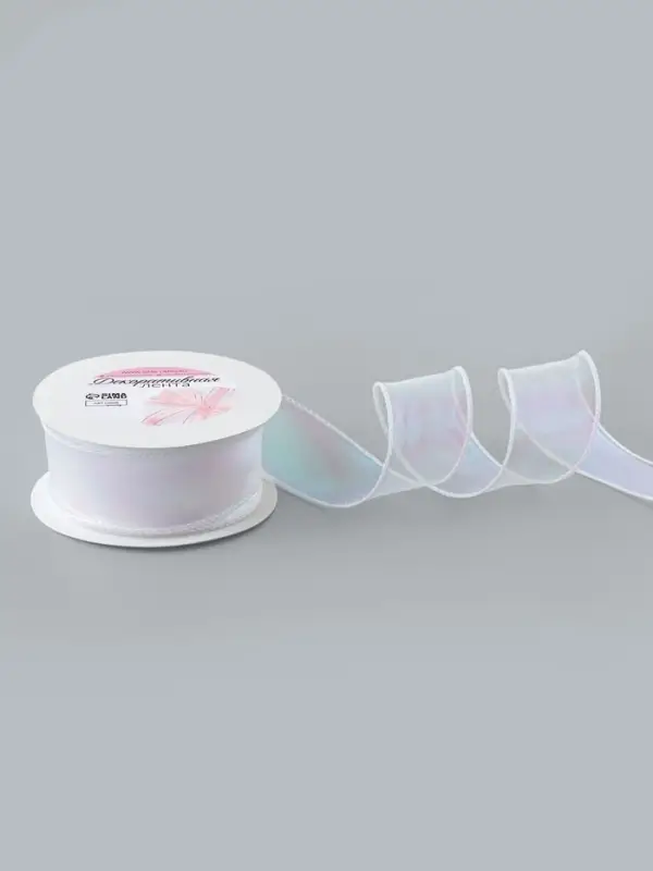 Лента капроновая &laquo;Волна&raquo;, с радужным переливом, 38 мм, 9.1&plusmn;0.5 м, белая