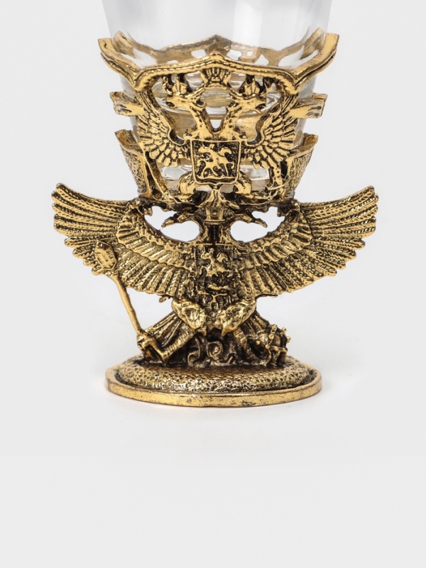 Рюмки для водки "Герб", подарочный набор на 3 персоны, рюмка 50 мл, золото