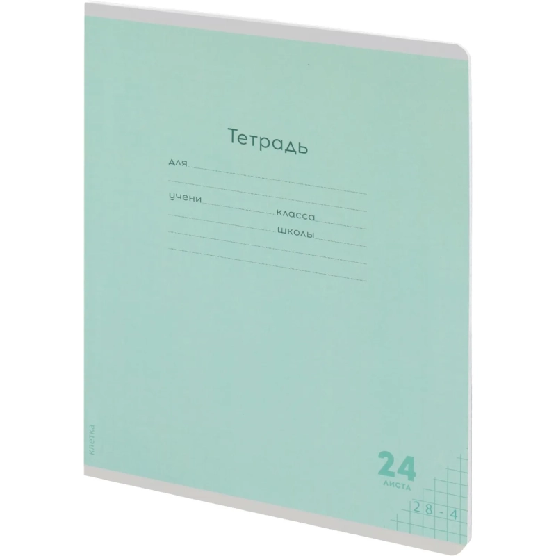 Тетрадь КЛЕТКА 24л.проз.пласт.об.plastic cover КЛАССИКА NEW ЗЕЛЕНАЯ,24-1408