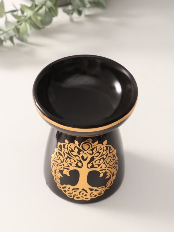 Аромалампа керамика Аромалампа керамика "Древо жизни" чёрная с золотом 9,3х9,3х11,8 см
