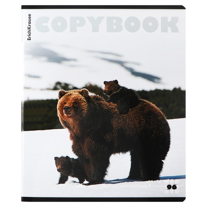 Тетрадь 96 листов в клетку, ErichKrause Тетрадь 96 листов в клетку, ErichKrause "Медведи", обложка мелованный картон, глянцевая ламинация, блок офсет 100% белизна, МИКС