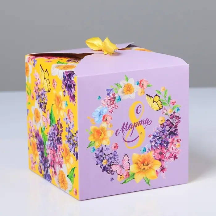 Коробка подарочная складная, упаковка, «С 8 Марта», 12 х 12 х 12 см Коробка подарочная складная, упаковка, «С 8 Марта», 12 х 12 х 12 см