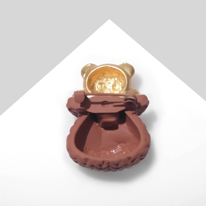 Брошь &laquo;Медвежонок&raquo; в мешочке, цвет коричневый в матовом золоте