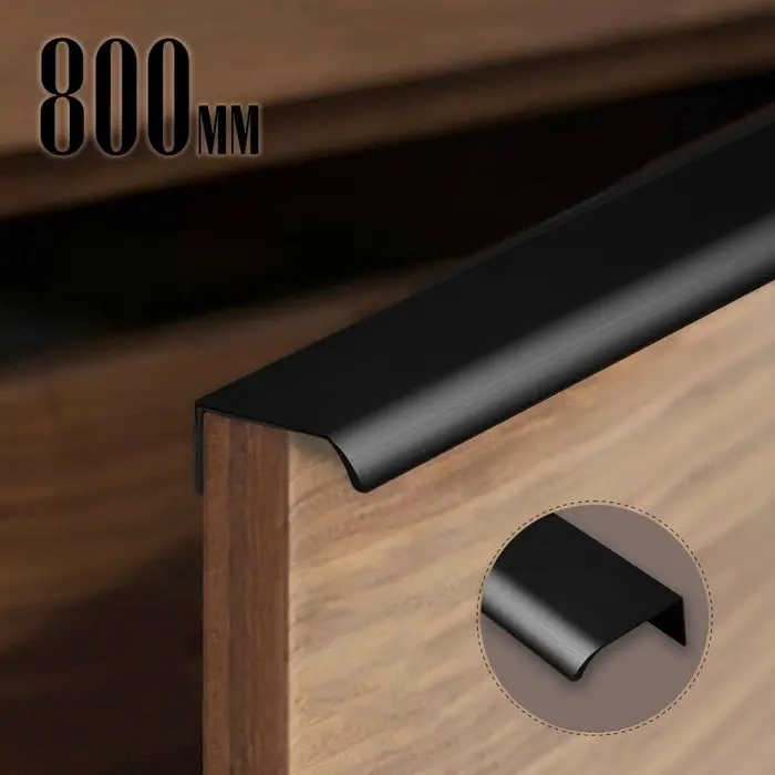 Ручка профильная мебельная торцевая CAPPIO RT002BL, L=800 мм, м/о 768 мм, чёрная, 4 шт.