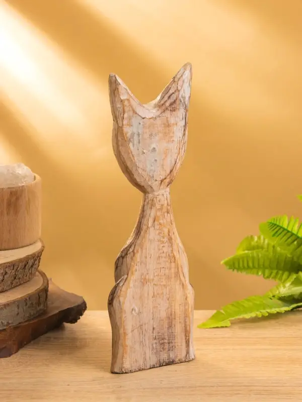 Сувенир интерьерный "Кошачья семья" (набор 3 шт: 30,25 и 20 см) дерево, цв. белый