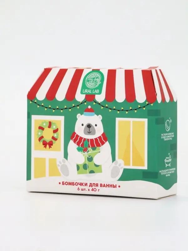 Бомбочки для ванны в домике «Медведь», набор 6 шт х 40 г, URAL LAB Бомбочки для ванны в домике «Медведь», набор 6 шт х 40 г, URAL LAB