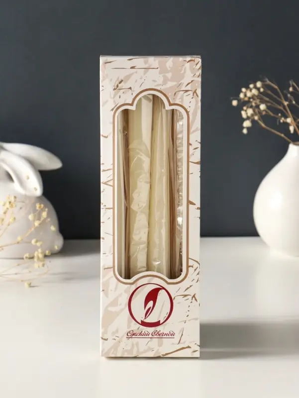 Набор свечей античных, 2,3х 24,5 см, 5 ч, 55 г, 4 штуки, слоновая кость