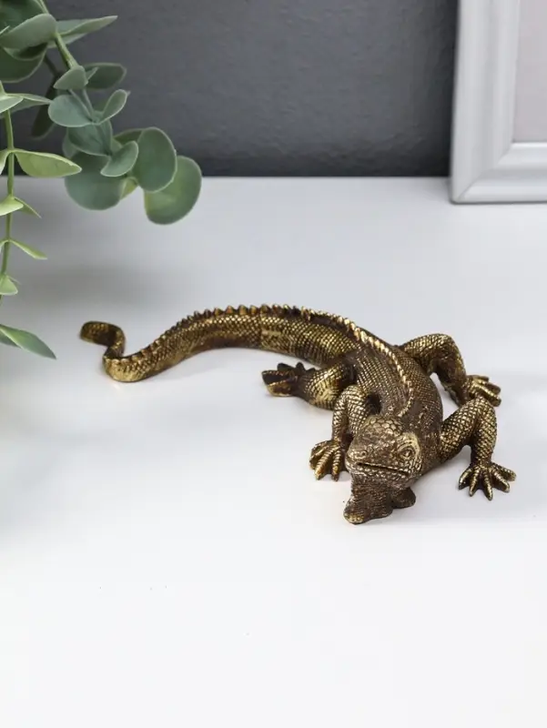 Сувенир полистоун "Игуана" золото 15,5х11х3,2 см