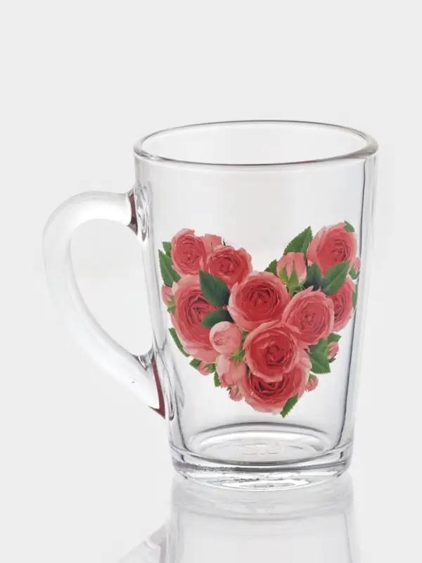 Кружка стеклянная &laquo;Цветочное сердце&raquo;, 300 мл, рисунок МИКС
