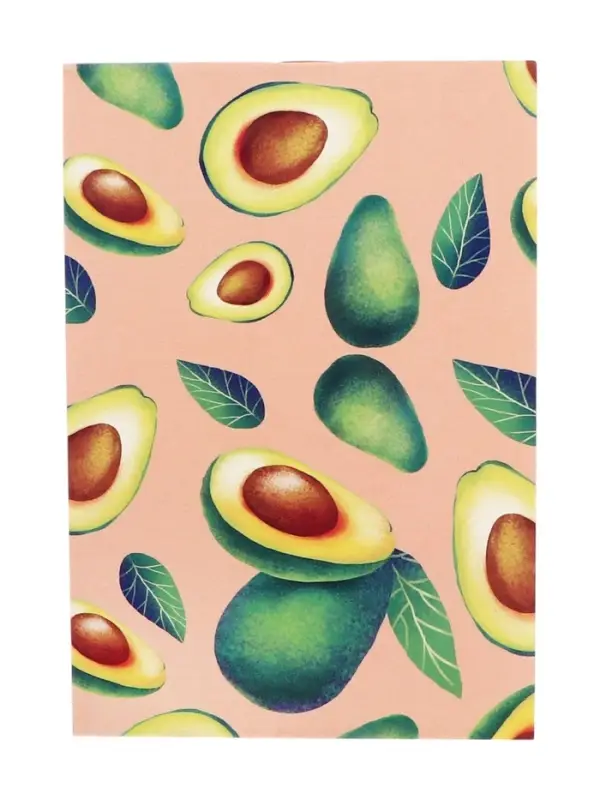 Блокнот А6, 32 листа в клетку на скрепке "Авокадо", обложка мелованный картон, блок офсет, МИКС