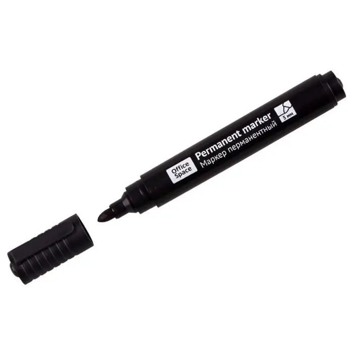 Маркер перманентный 3.0 мм, OfficeSpace  Маркер перманентный 3.0 мм, OfficeSpace "8004А, пулевидный, черный