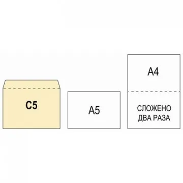 Конверт белый С5 стрип 162х229 80г КОМУС 100 шт/уп, 12 уп/кор