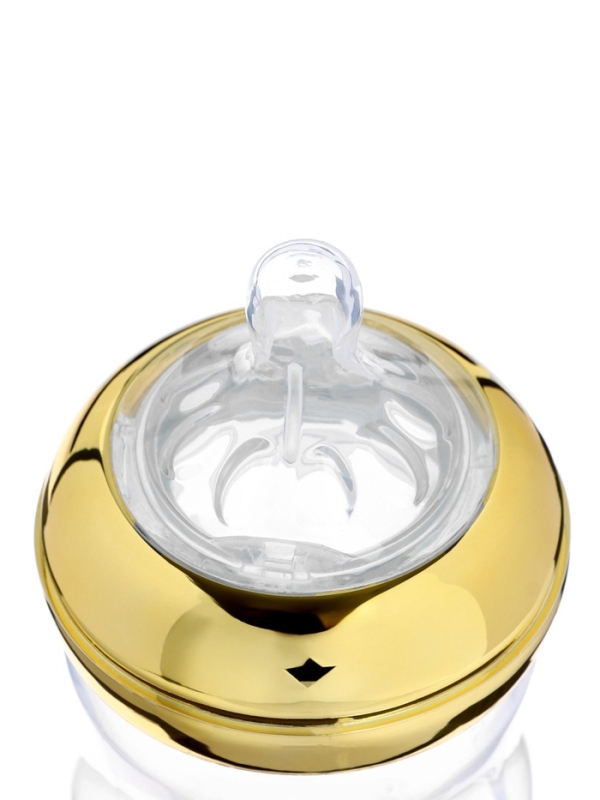 Бутылочка для кормления с наклейками «Я тут главный» от 0 мес., 150 мл., цвет золотой, M&B