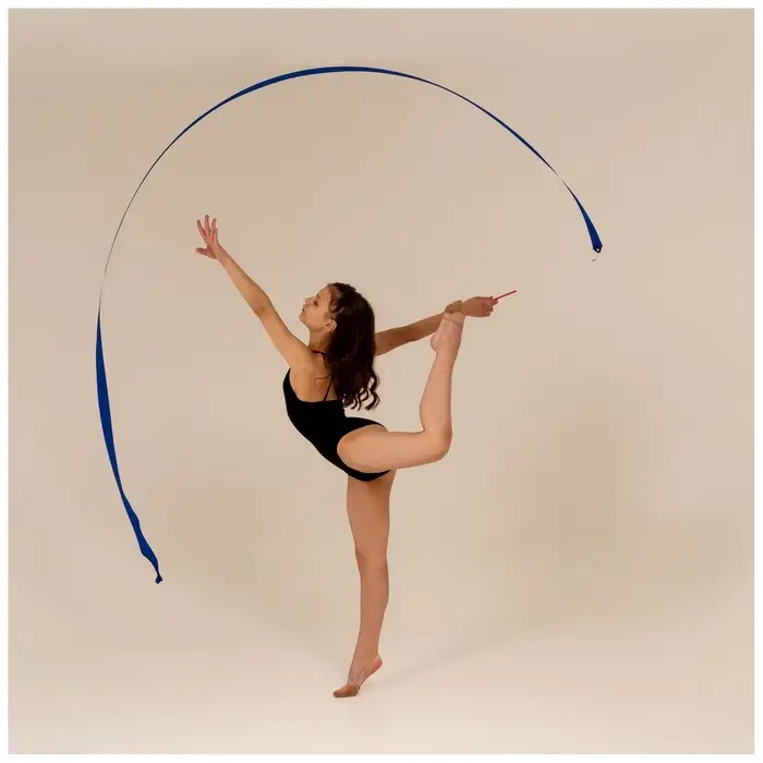 Лента для художественной гимнастики Grace Dance, 4 м, с палочкой, синяя