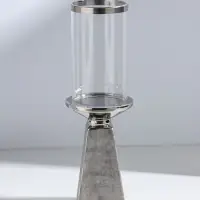 Подсвечник на 1 свечу &laquo;Буэно&raquo;, керамика, стекло, d=7.5 см, серебро, 9.5&times;9.5&times;29.5 см