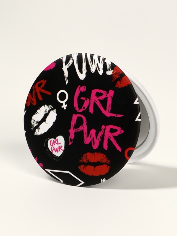 Зеркало складное круг (2) c/увел d7,3см GRL PWR черный пласт пакет QF