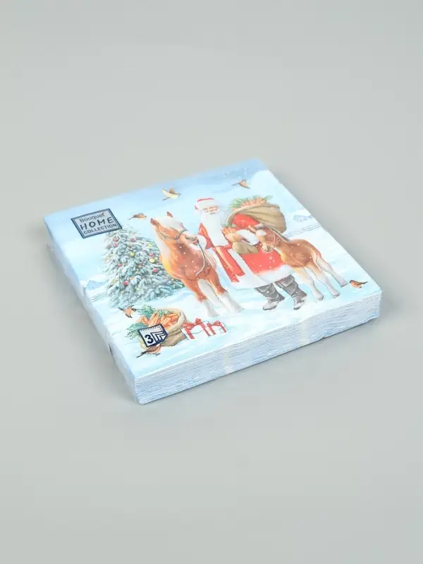 Салфетки бумажные трёхслойные «Дед мороз с друзьями», 33х33, 20шт Салфетки бумажные трёхслойные «Дед мороз с друзьями», 33х33, 20шт