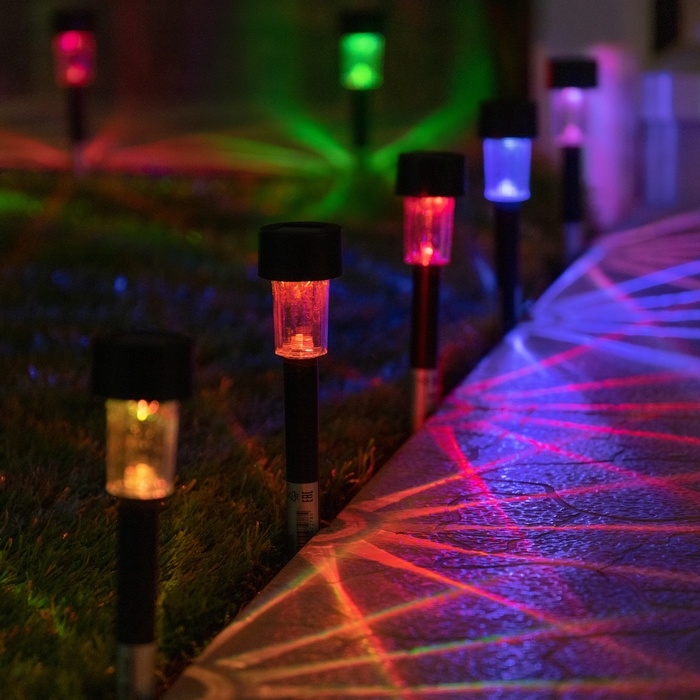 Набор садовых светильников на солнечной батарее «Цилиндр», 4.5 × 30 × 4.5 см, 1 LED, свечение мульти (RGB), 10 шт. Набор садовых светильников на солнечной батарее «Цилиндр», 4.5 × 30 × 4.5 см, 1 LED, свечение мульти (RGB), 10 шт.
