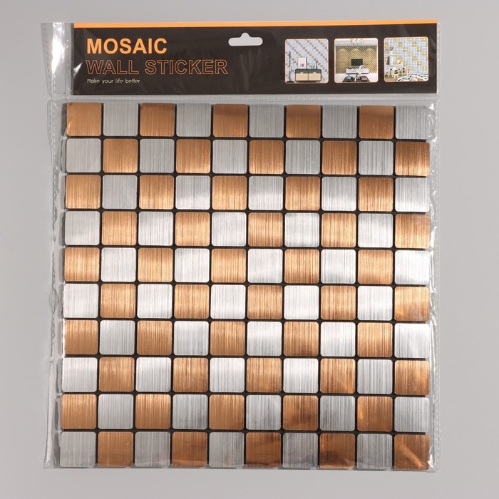 Панель самоклеящаяся 30*30см мягкая, клетка медно-серебристая Панель самоклеящаяся 30*30см мягкая, клетка медно-серебристая