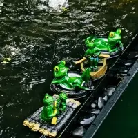 Садовая фигура из полистоуна &laquo;Лягушка на плоту&raquo;, 17&times;11&times;9.5 см, плавающая