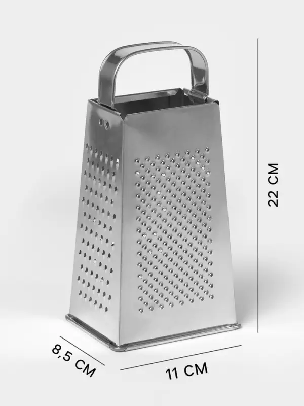 Тёрка КВАРЦ &laquo;Универсал&raquo;, 4 грани, 11&times;8.5&times;22 см, металл, серебристая