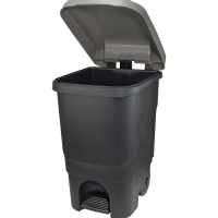 Контейнер-бак мусорный IDEA 60л с педалью на колесах серая крышка