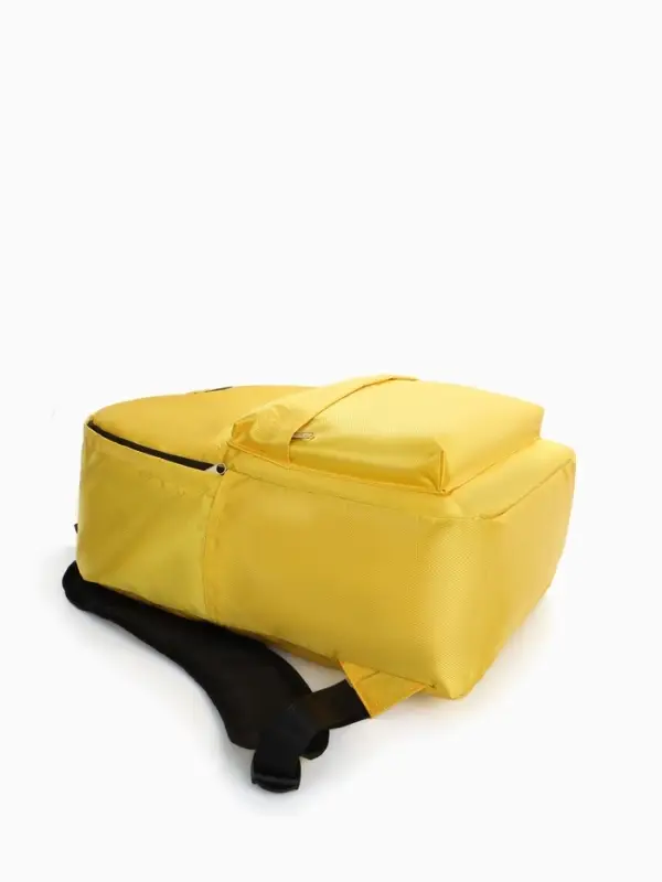 Рюкзак молодёжный на молнии, с карманом, однотонный, размер 29&times;12&times;39 см, жёлтый