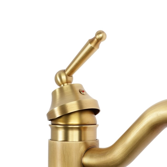 Смеситель для раковины ZEIN Ретро, изогнутый излив, без подводки, латунь, цвет бронза Смеситель для раковины ZEIN Ретро, изогнутый излив, без подводки, латунь, цвет бронза