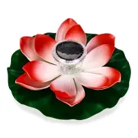 Садовый светильник для водоемов 28 х 28 х 9 см на солнечной бат-е "Лотос" красный N008