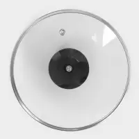 Крышка для сковороды и кастрюли Доляна, d=18 см, нержавеющий обод, пластиковая ручка, стекло, прозрачная