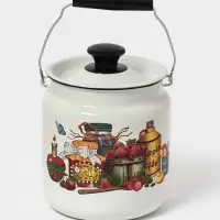 Бидон эмалированный, 3 л, с ручкой и крышкой, белый, рисунок МИКС