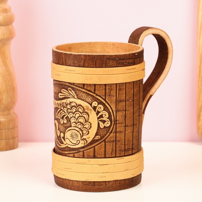 Кружка Кружка "Карп", 500 мл, береста