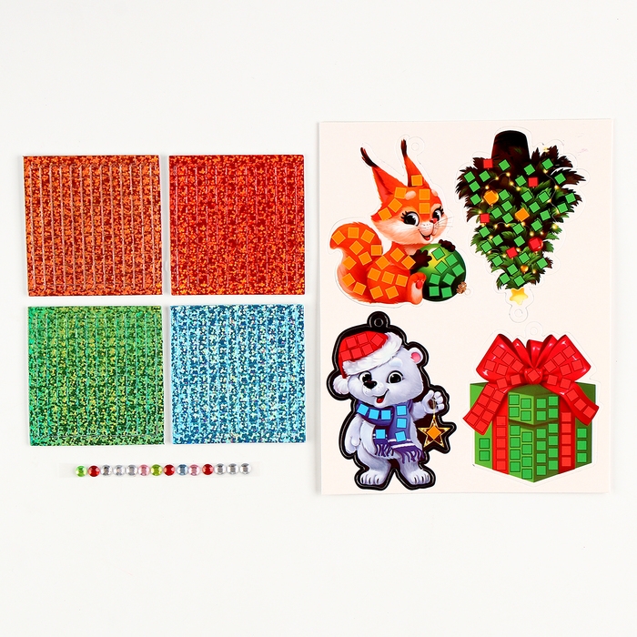 Аппликация стикерами на новый год. Елочные игрушки «Новогоднии игрушки», новогодний набор для творчества Аппликация стикерами на новый год. Елочные игрушки «Новогоднии игрушки», новогодний набор для творчества