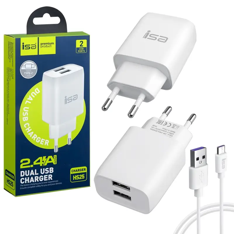 СЗУ HS25 USB на Type-C + 2 USB 2.4A ISA белое СЗУ HS25 USB на Type-C + 2 USB 2.4A ISA белое