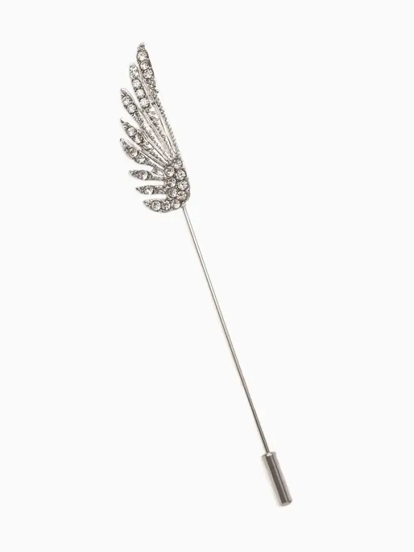 Булавка &laquo;Крыло&raquo;, 9&times;1 см, белая в серебре
